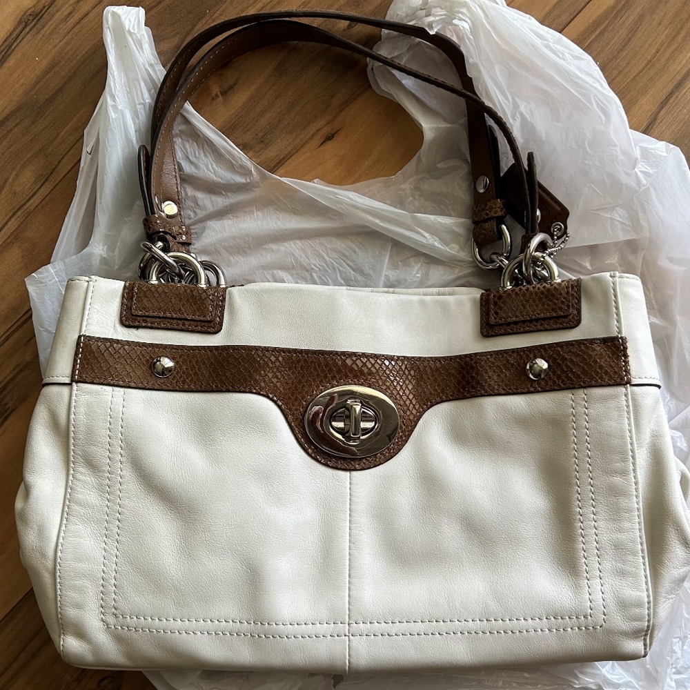 Coach Purse - Cream/Brown